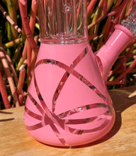 8" Glass Beaker Bong Dome Perc Ice Catchers Slide in stem w/Bowl Pink Design