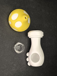 Collectible Thick Silicone Unbreakable Detachable Mushroom Hand Pipe - Yellow