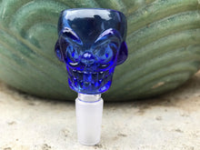 14mm Male Thick Blue Glass Bowl Skull Design