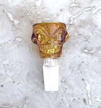 14mm Thick Amber Glass Bowl Skull Design