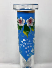 Beautiful Blue Berry & Flower Design Best 8" Beaker Rig w/Glow in the dark Design