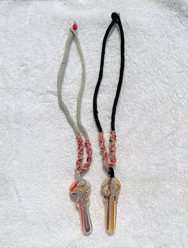 Natural Hemp Necklace with Functional Glass Hand Pipe (2 Pack)