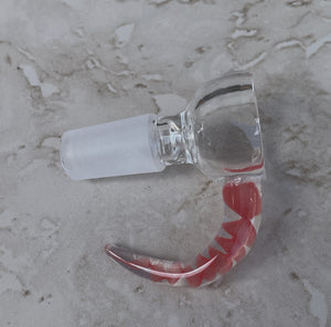 14mm Male thick glass bowl with Red Swirl in Horn