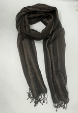 Brown with Silver Stripes Thin & Lightweight Fashion Scarf
