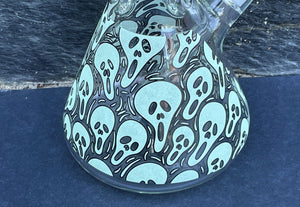 Best 14" Thick Heavy Glass Beaker Bong Glow in the Dark Skulls - BOO 2!