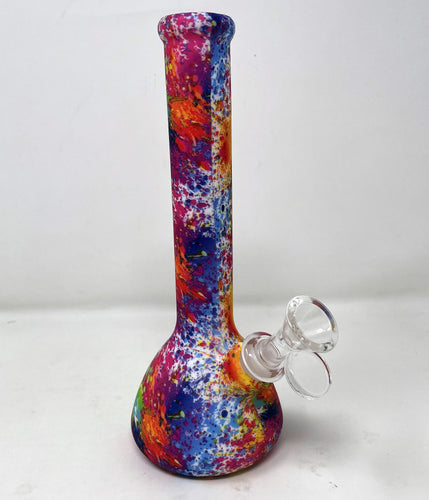 Splattered Multi Color Design Thick Silicone Detachable Unbreakable 8.5 Bong