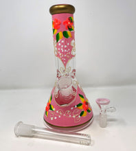 Collectible Pretty in Pink 8.5" Beaker Bong w/Flower & Glow in the Dark Design