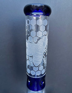 13" Thick Glass Best Beaker with Etched Honeycomb & Bee Buzz & 2 - 14mm Bowls