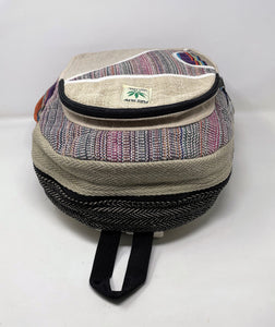 Great for on the Go! Pure Hemp Stripe Handmade Hemp Backpack (THC Free) with Laptop Sleeve