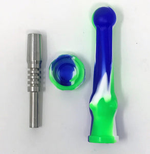 7" Silicone Honey Straw with Titanium Tip & Cap - Royale & Lime