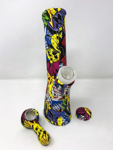 Silicone Detachable Unbreakable 8.5" Bong w/Glass Screen Bowl 3" Silicone Pipe