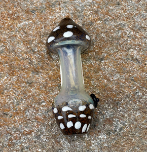 Collectible 4.5" Fumed Glass Handmade Mushroom Hand Pipe - Mocha
