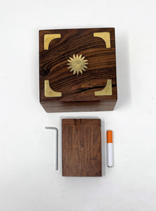 Great Gift! Handmade Wood Stash Box w/Swivel Top Wooden Dugout, One Hitter & Cleaner Set