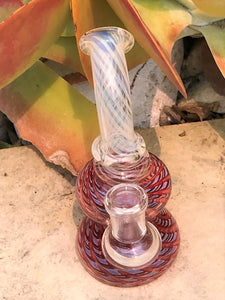 New! 6" Mini Fumed Red Glass Water Rig 14mm Male Slide Bowl
