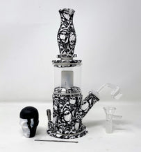 Bones & Skulls Design Silicone Double Chamber Bong w/Honey Straw Quartz Banger