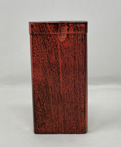 4" Solid Wood Swivel Top Dugout Stash Box Cigarette Cleaning Tool - Red Accents