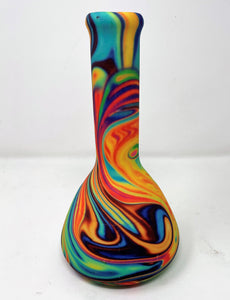 Thick Silicone Detachable Beaker 9" Bong Multi Color Swirl Design