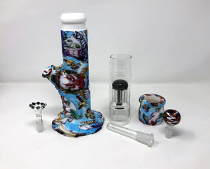 Silicone Detachable Straight 15" Bong Glass 10 Arm Tree Perc 2 - 14mm Bowls