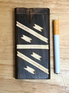 4" Solid Dark Wood Dugout/Stash Box with Cutout Design & Aluminum Bat