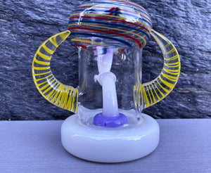 Collectible 8" Thick Glass Best Dab Rig Shower Perc 14mm Quartz Banger with Cap - Purple Fantasy