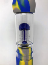 15" Silicone Detachable Bong w/Glass 8 Arm Tree Perc 2 - 14mm Slide Bowls - Gry/Royal/Yellow