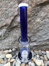 Thick Glass 10" Bent Neck Rig with Honeycomb 18mm Male Slide Bowl - Electric Blue