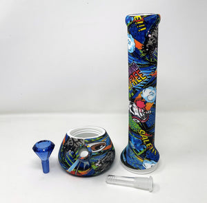 Unbreakable 13.5" Detachable Silicone Beaker Bong 14mm Blue Funnel Bowl