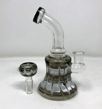 6" Thick Glass Beaker Rig w/Matching Design 14mm Male Bowl - B&W Swirl