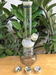 Best! 10" Water Bong Glass Downstem with Bowl and 3 Part Grinder