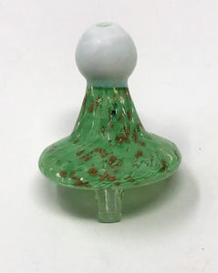 Handmade Thick Glass Carb Cap - Green on White with Speckled Accents