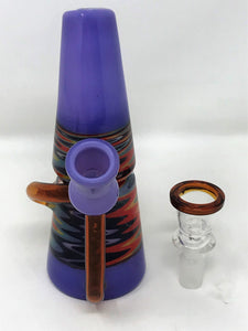 6" Collectible & Unique Mini Recycler Rig in Thick Glass with 14mm Slide Bowl - Lavender & Pattern