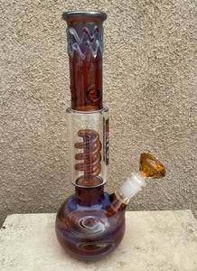 Best 11.5" Thick Glass Bong with Ice Catcher & 14mm Male Diamond Shaped Bowl - Molten Lava