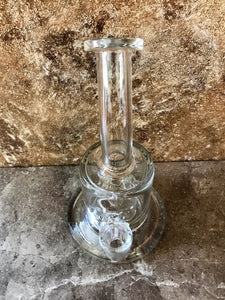7" Thick Glass Rig Dome Percolator with 2 - 14mm Male Herb Bowls - All Clear