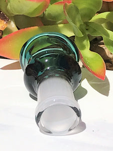 14mm Female Thick Green Glass Slide Bowl - Emerald