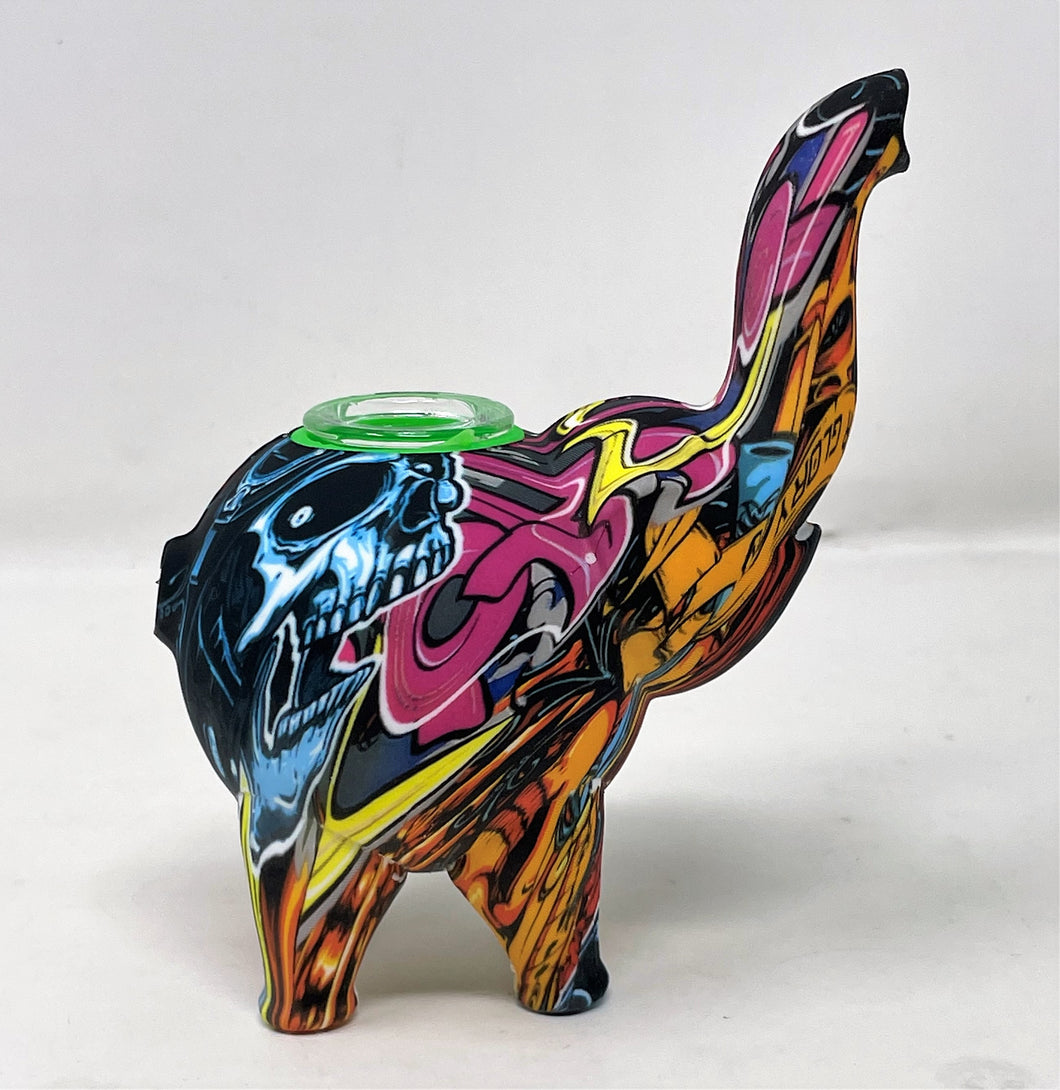 Silicone Elephant Hand Spoon Pipe Graphic Design Glass Bowl