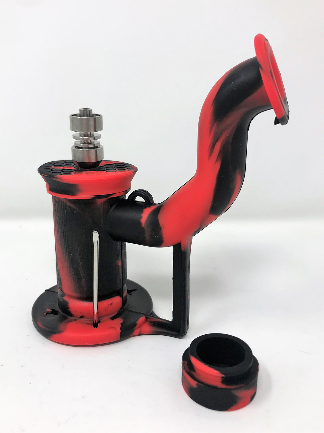 New Portable Silicone Water Pipe Hookah Smoking Pipe Rig+ Spoon Tool - Red n' Black