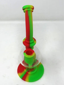 Unique Silicone and Glass 8" Water Rig Shower Perc 14mm Herb Bowl