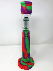 15" Silicone Detachable Bong with Glass 8 Arm & Tree Perc - Green & Red