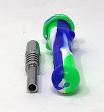 7" Silicone Honey Straw with Titanium Tip & Cap - Royale & Lime