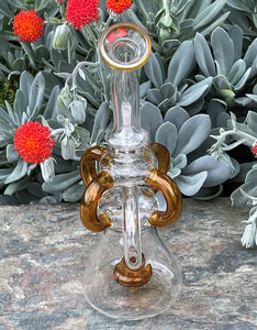 New Design! Thick Glass Rig Shower Perc includes 14mm Diamond Bowl