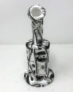 Collectible Paper Money Design 8" Detachable Silicone Best Water Bong 14mm Bowl