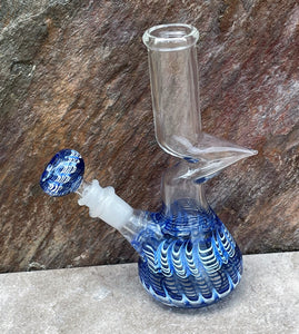 8" Beaker Zong Bong with Decorative Design & Matching 14mm Male Bowl - Ride the Wave