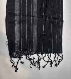 Black with Silver Stripes Thin & Lightweight Fashion Scarves