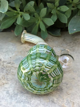 6" Mini Fumed Glass Water Rig 14mm Male Slide Herb Bowl - Emerald
