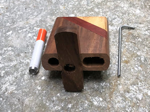 Pocket Size 3" Natural Wood Dugout/Stash Box includes Metal Cigarette & Cleaning Tool - Corner Diagonal