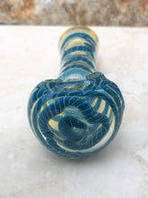 3.5” Smoking/Hand Pipe w/Herb Bowl in Fume Glass - Teal Swirl