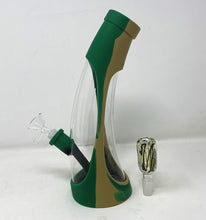 Detachable Silicone & Thick Glass 9" Horn Best Water Bong 2 - 14mm Bowls