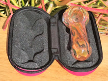 Elegant! 4.5" Gold/Pink Swirl Fumed Glass Handmade Best Hand Pipe Zipper Pouch