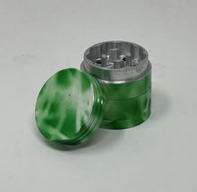 Herb Grinder 1.25" Grinder w/Pollen Catcher, Magnetic Lid 4 Piece - Tie Dye Green