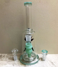 11" Collectible Water Rig with Glass Flower Inside & 2 - 18mm Bowls - Jade Markings